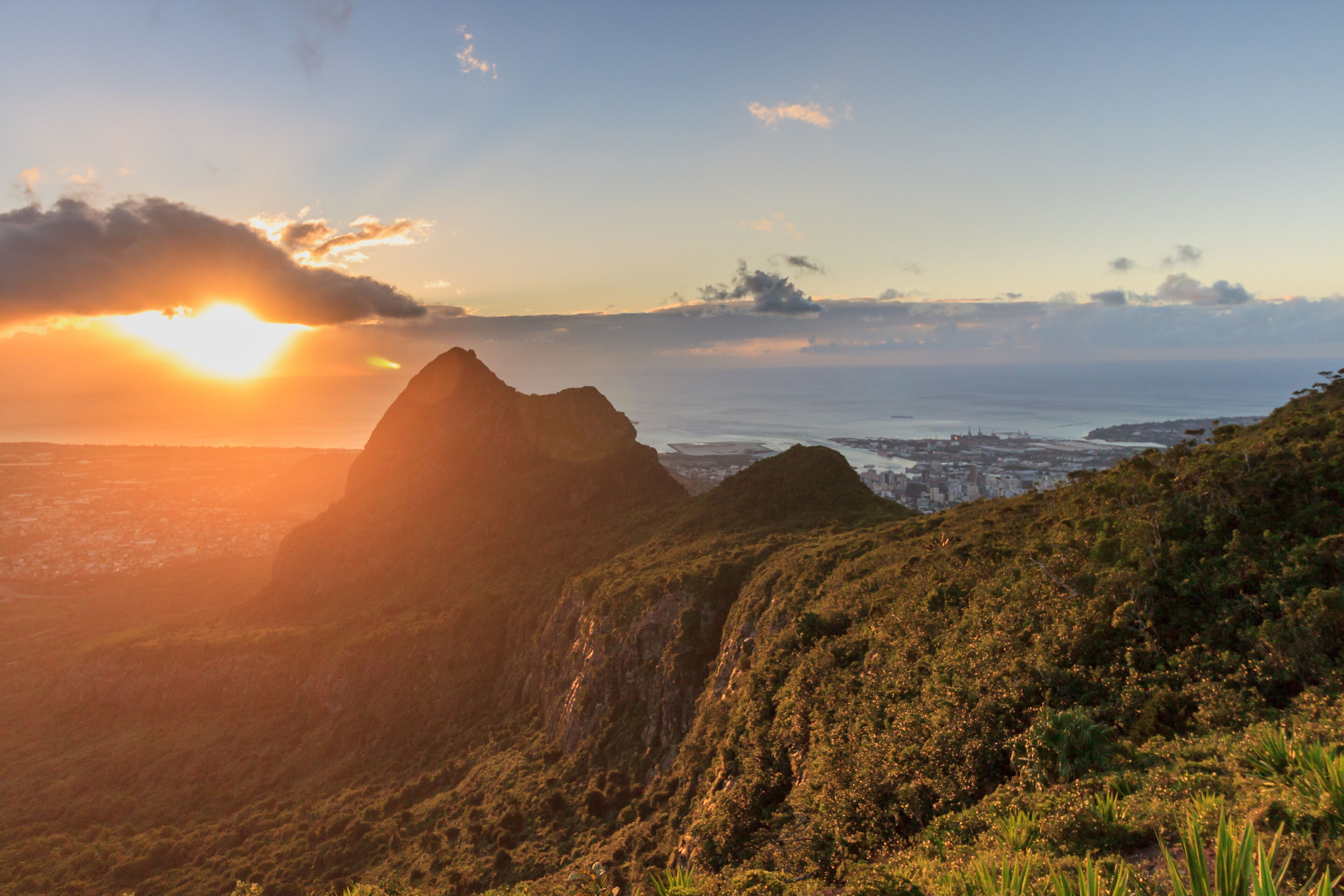 Sunset as seen from Le Pouce, Mauritius