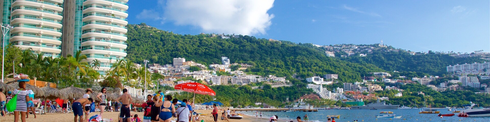 Icacos Strand som viser en strand, tropiske områder og udsigt over kystområde