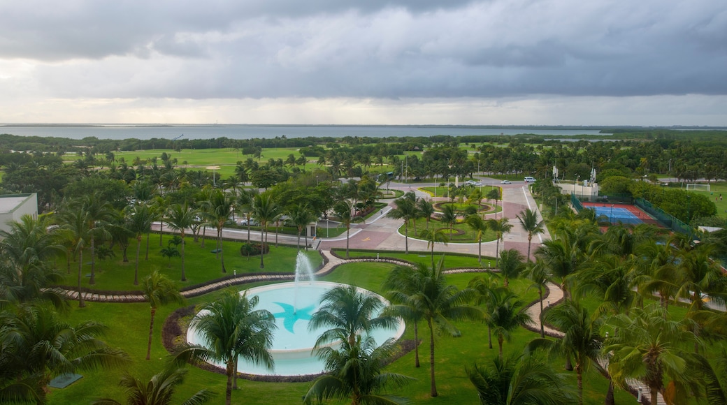 Aerial view of Iberostar Selection Hotel garden and Laguna Nichupte Lagoon in Cancun, Quintana Roo QR, Mexico.