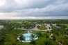 Aerial view of Iberostar Selection Hotel garden and Laguna Nichupte Lagoon in Cancun, Quintana Roo QR, Mexico.