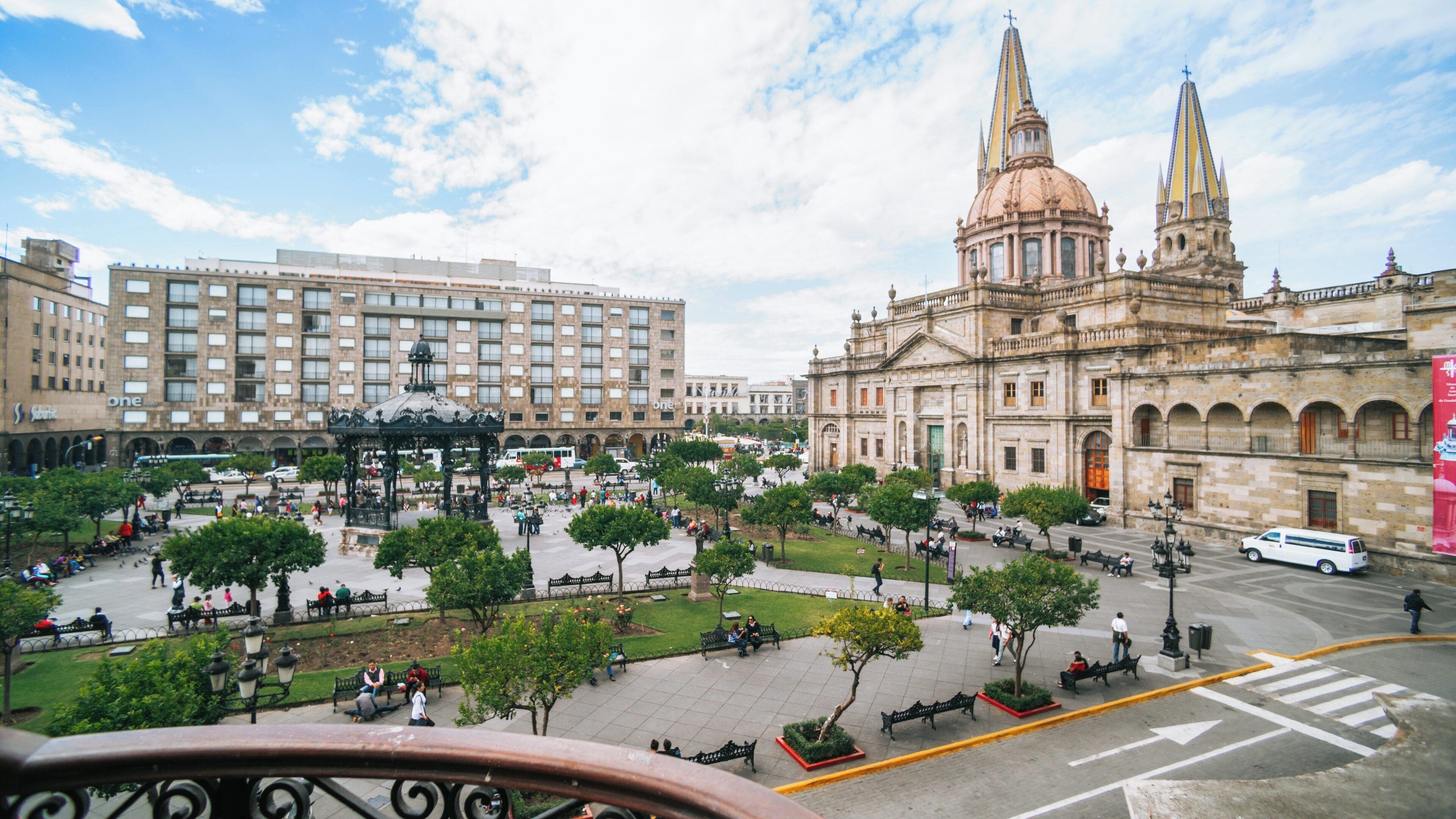 Palacio de Gobierno in Guadalajara stands majestically among the vibrant activities of the downtown plaza