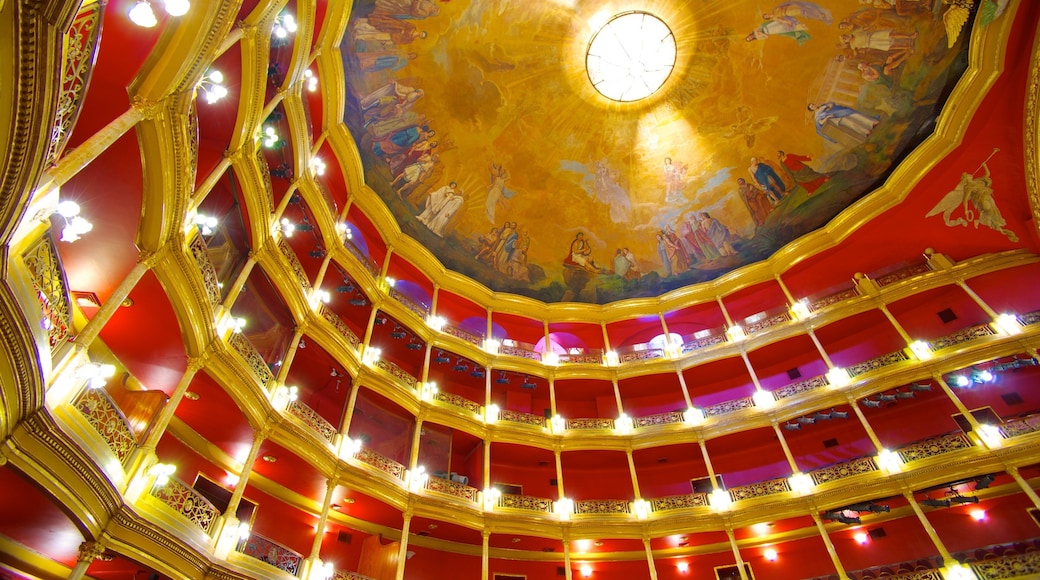 Degollado Theater featuring interior views, theater scenes and art