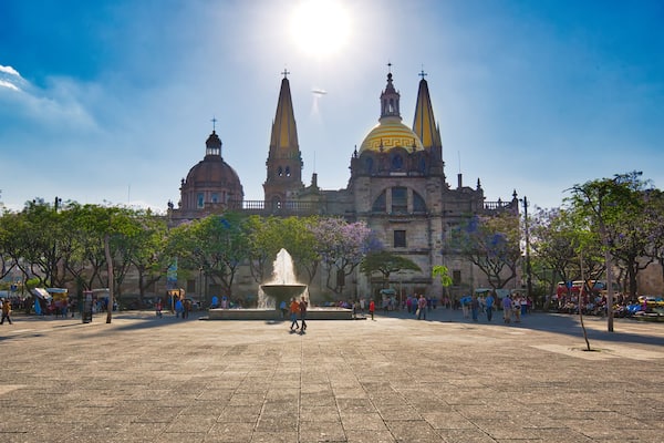 Guadalajara, Mexico-April 14, 2018: Liberation Square (Plaza De La Liberacion) in historic city center