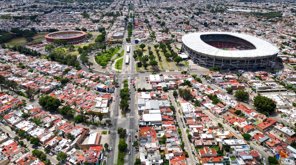 Calzada Independencia Drone Shot Jalisco Stadium and Bullring from Above Mexico
