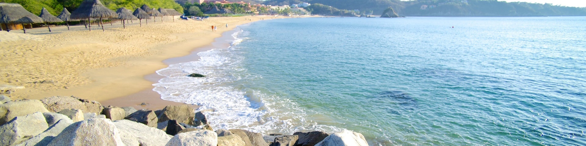 Playa Zaachila das einen Sandstrand und Landschaften