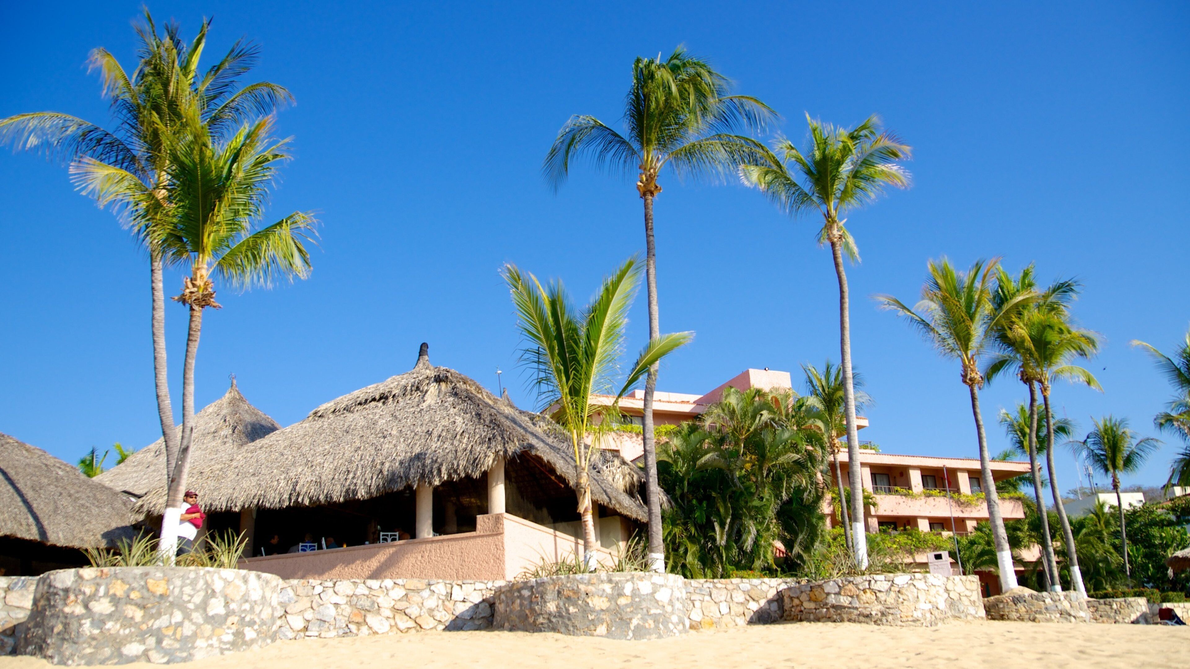 Strand Zaachila inclusief algemene kustgezichten, een luxueus hotel of resort en tropische uitzichten