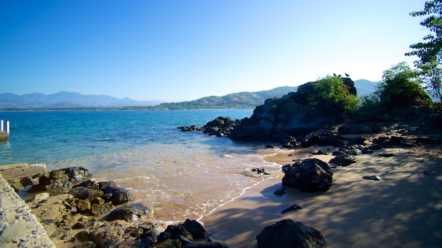 Ixtapa Island featuring a beach, landscape views and rugged coastline