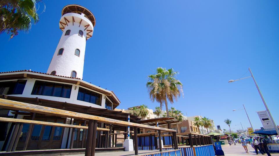 Marina Cabo San Lucas featuring a coastal town and a lighthouse