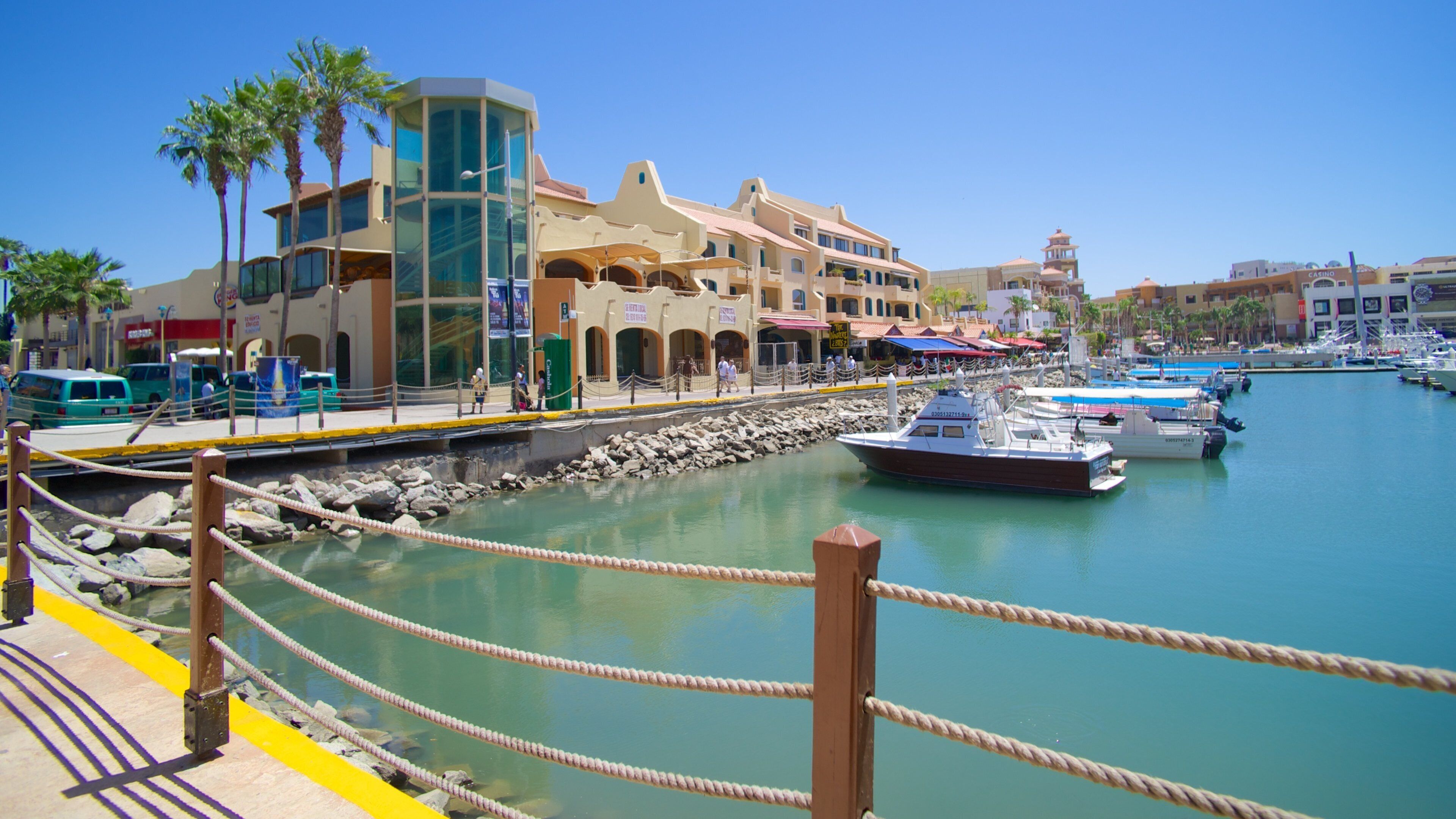 Marina Cabo San Lucas which includes a coastal town and a bay or harbor