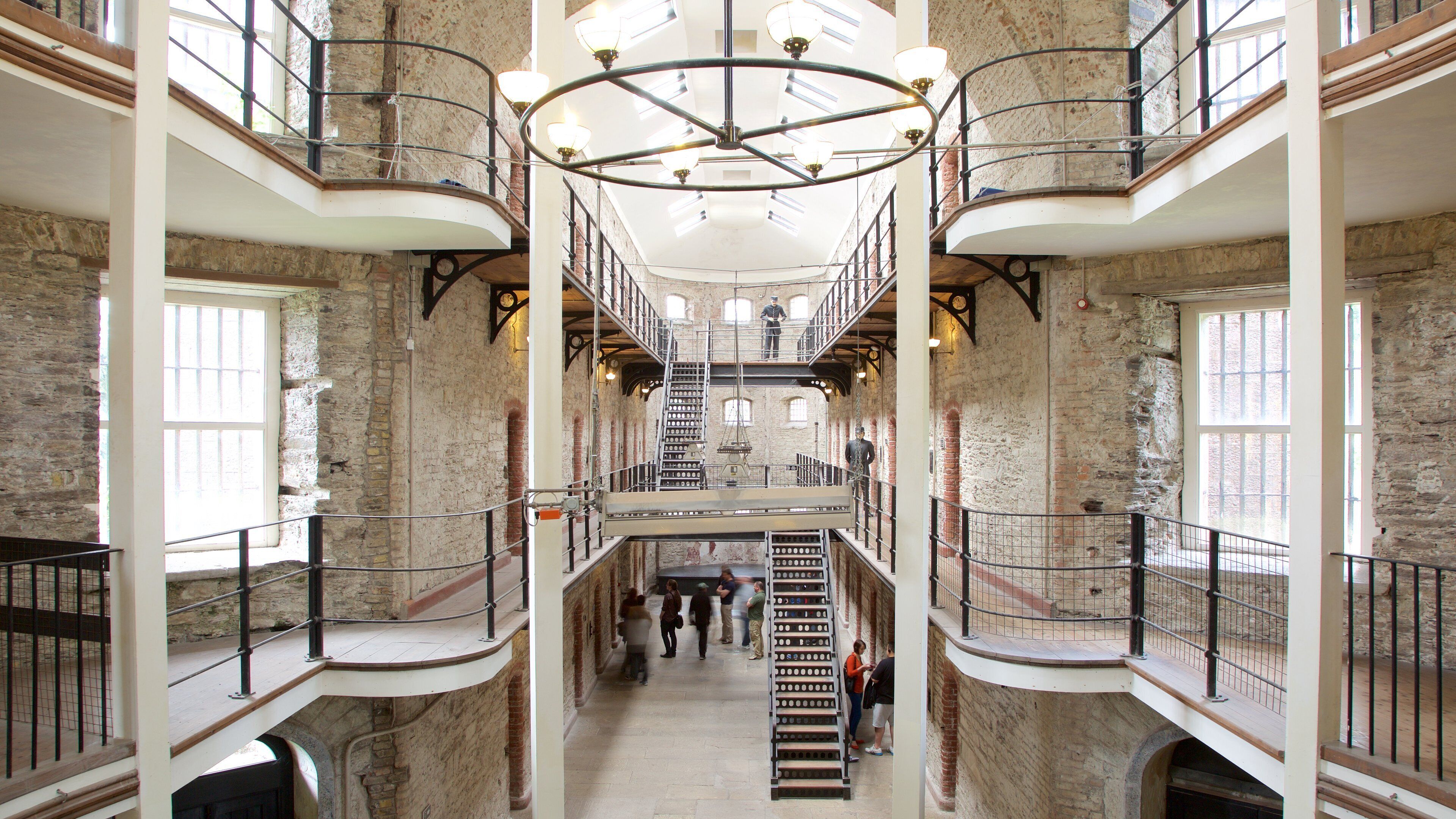 Cork City Gaol featuring interior views, an administrative buidling and heritage elements