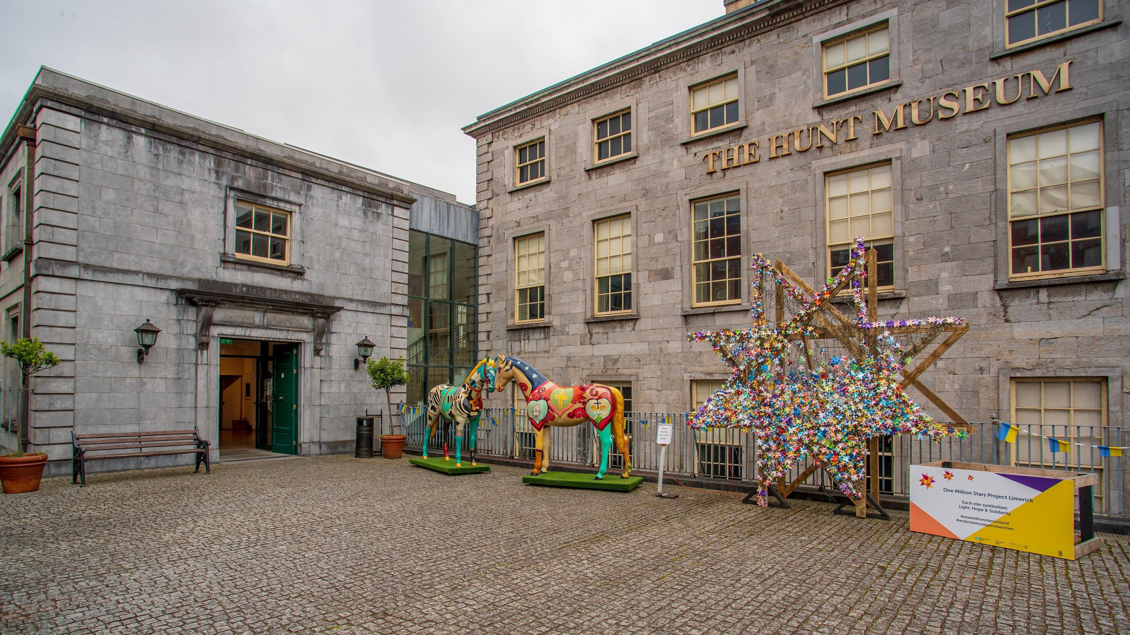 The Hunt Museum with a star-shaped installation in front.
