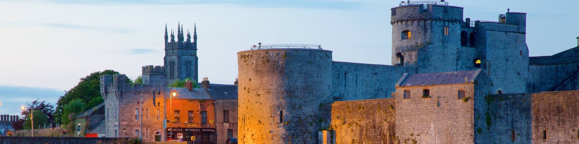 King John\'s Castle ofreciendo arquitectura patrimonial, un puente y elementos patrimoniales