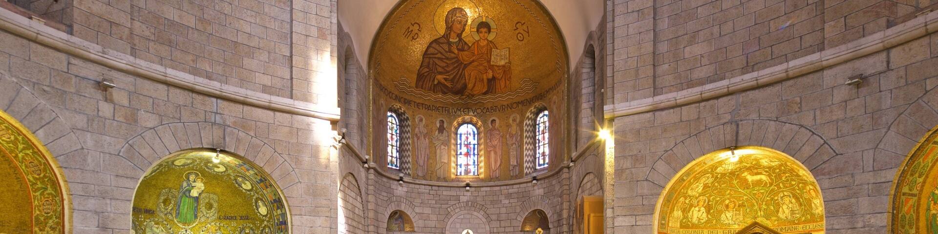 Dormition Abbey showing a church or cathedral, interior views and heritage elements