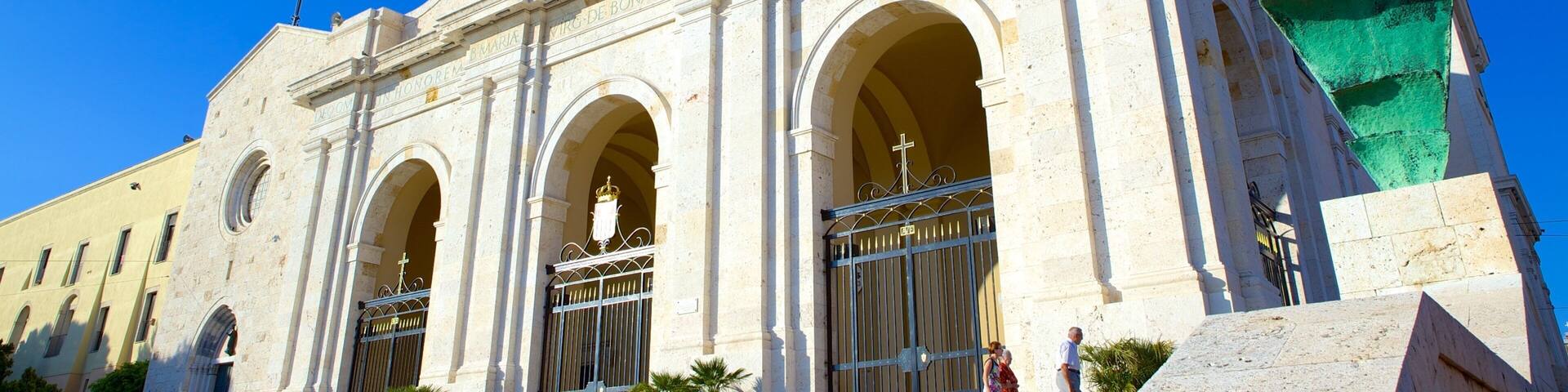 Sanctuary of Our Lady of Bonaria featuring a church or cathedral, heritage architecture and religious aspects