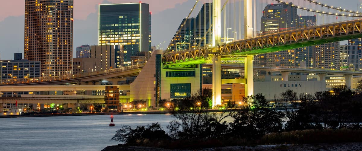 Rainbow Bridge featuring a bridge, landscape views and a river or creek
