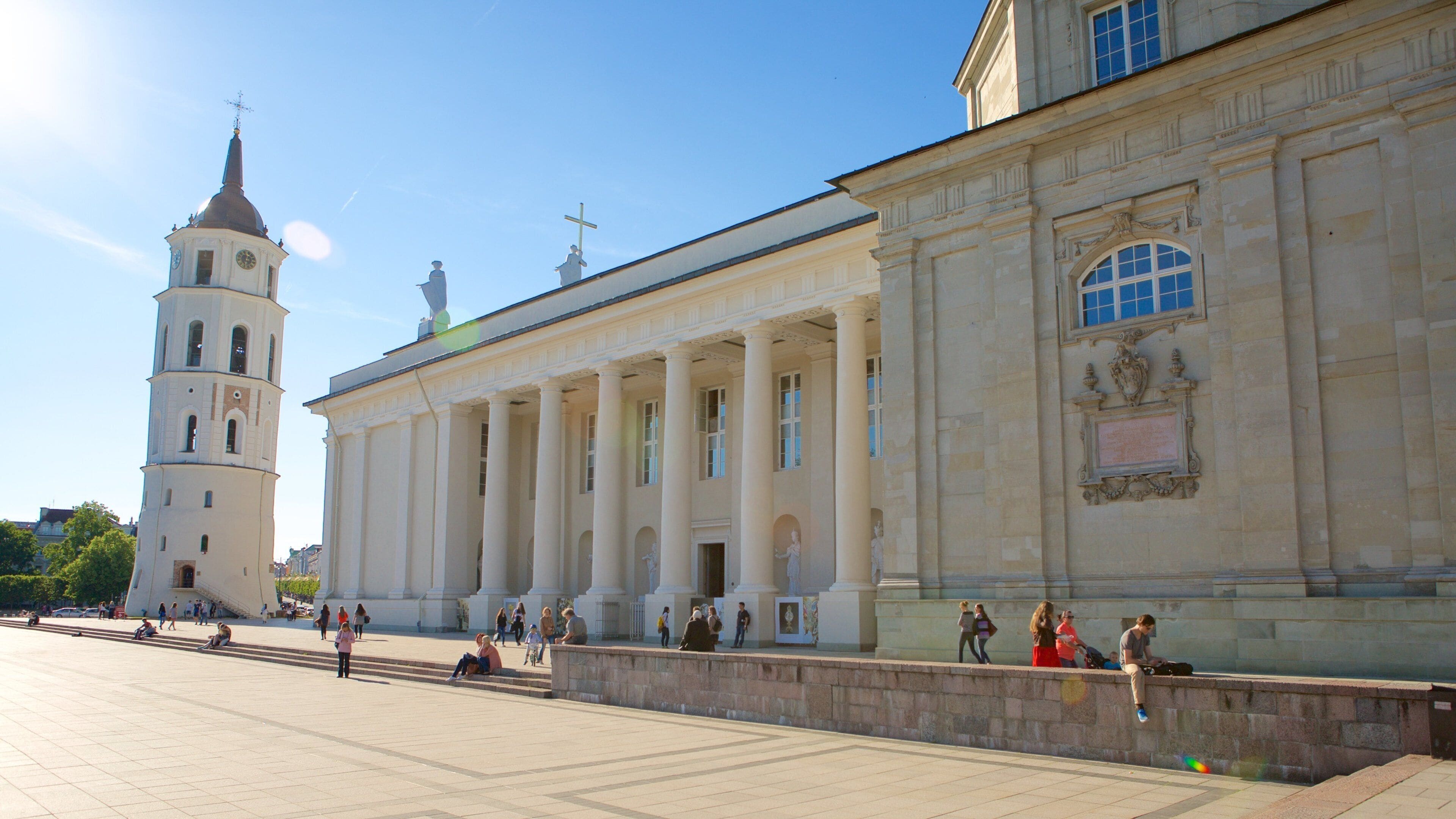 Cathedral Square featuring heritage elements, a square or plaza and a church or cathedral