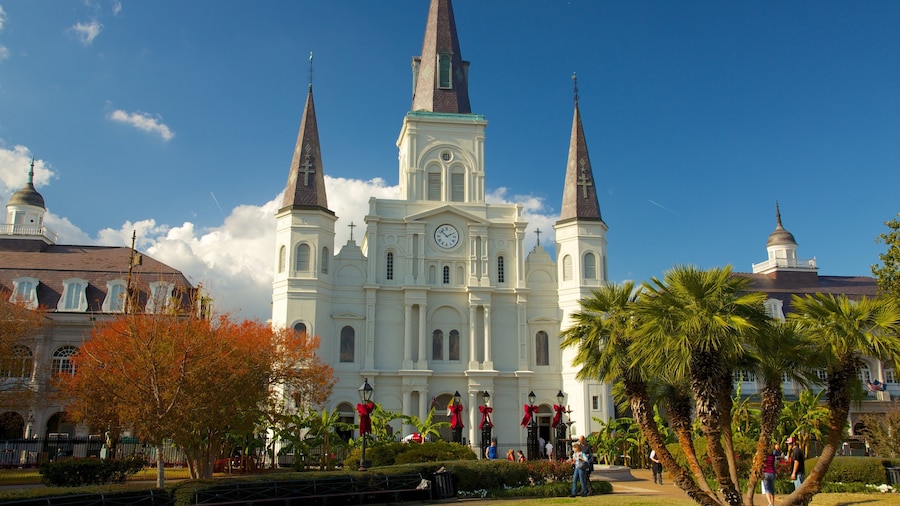 Saint Louis Cathedral featuring a church or cathedral, a city and religious elements