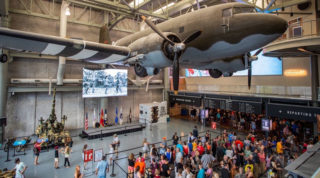 National World War II Museum featuring interior views as well as a large group of people