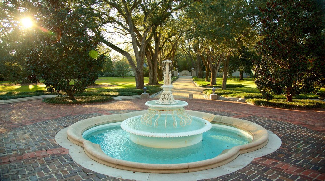 Longue Vue House and Gardens which includes a garden and a fountain