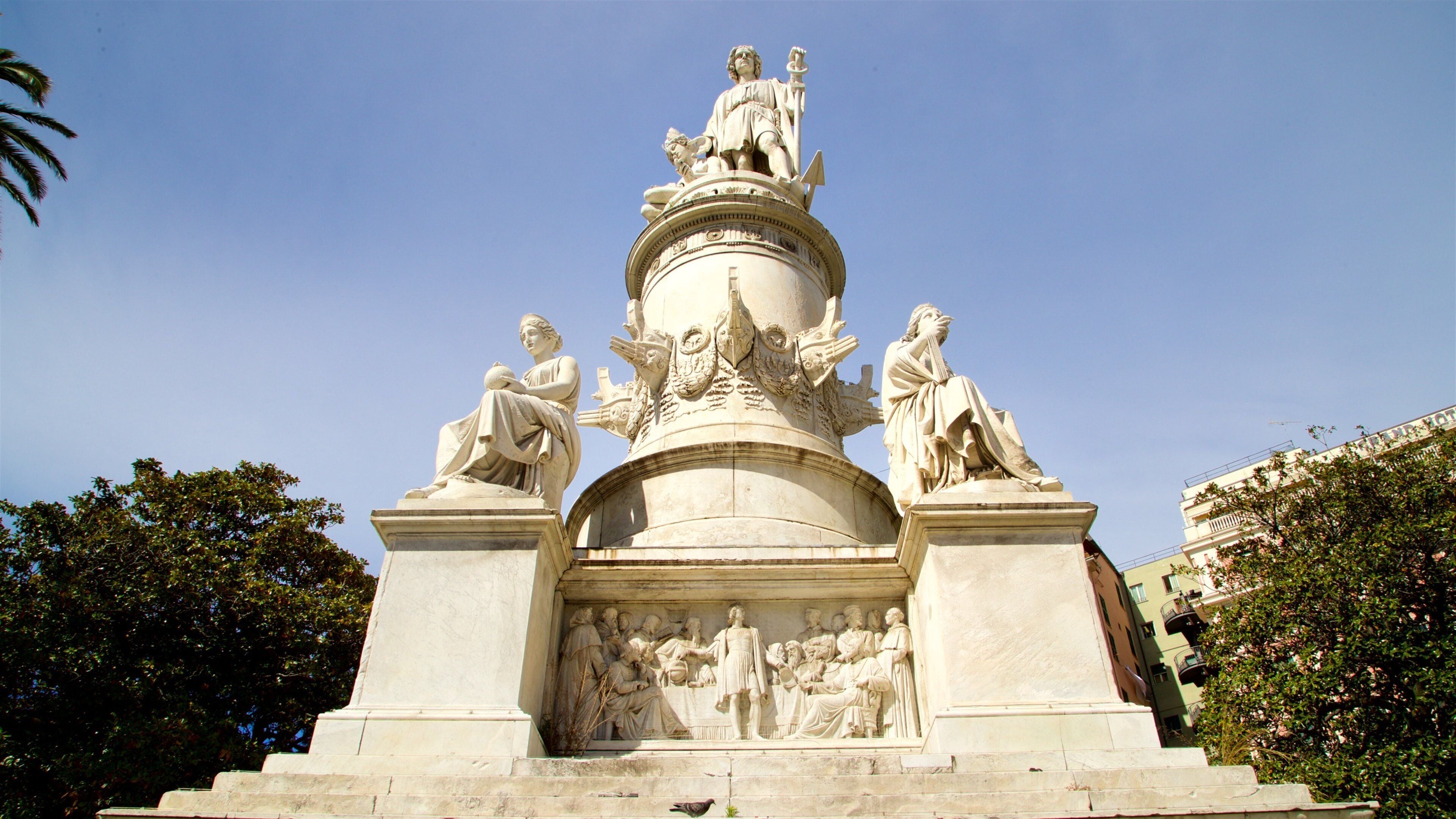 Christopher Columbus Monument which includes a statue or sculpture