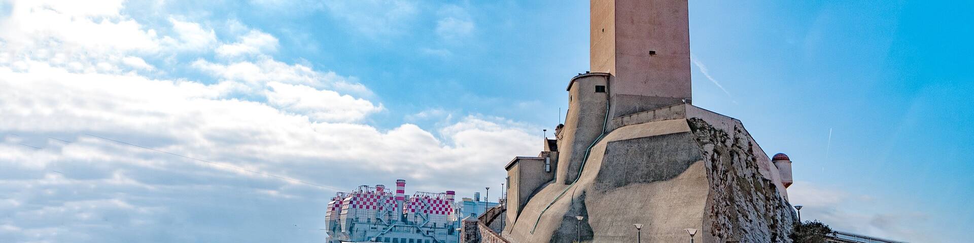 The Lanterna a lightouse in Genoa Italy Symbol in the sky background; Shutterstock ID 732240139