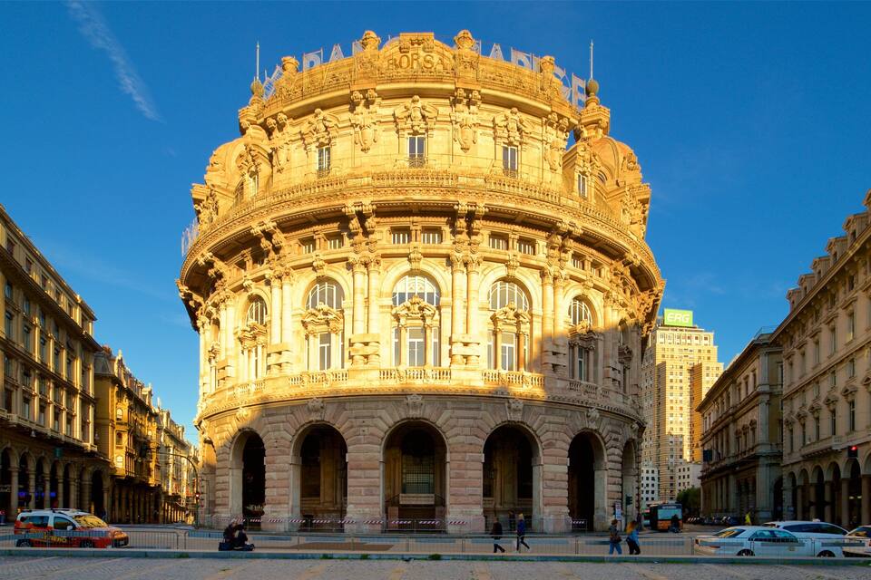 A grand, ornate building with intricate architectural details and arched windows.