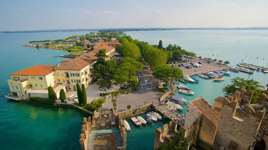 Scaliger Castle which includes a city and a lake or waterhole