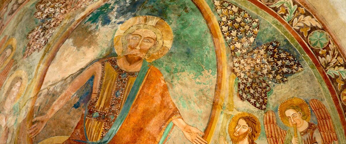 Church of San Pietro featuring religious aspects, interior views and art