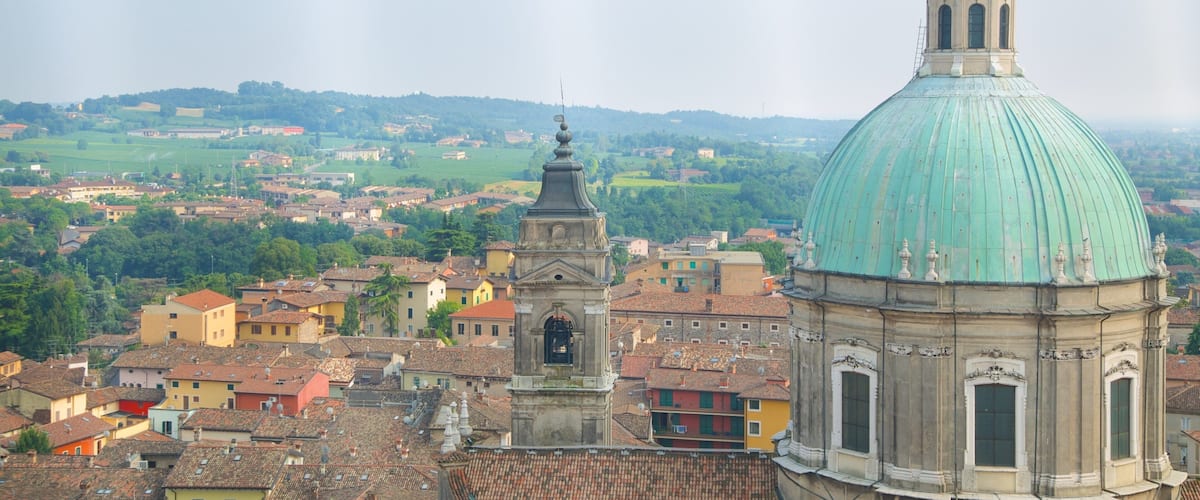 Civic Tower which includes a church or cathedral, a small town or village and landscape views