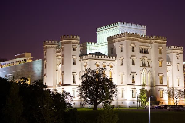 Old State Capitol featuring heritage architecture, an administrative buidling and night scenes