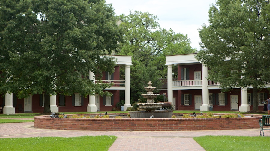 Pentagon Barracks which includes a fountain