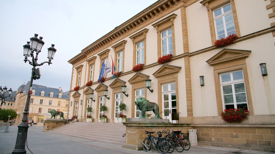 Luxembourg City Hall showing heritage architecture, an administrative building and heritage elements