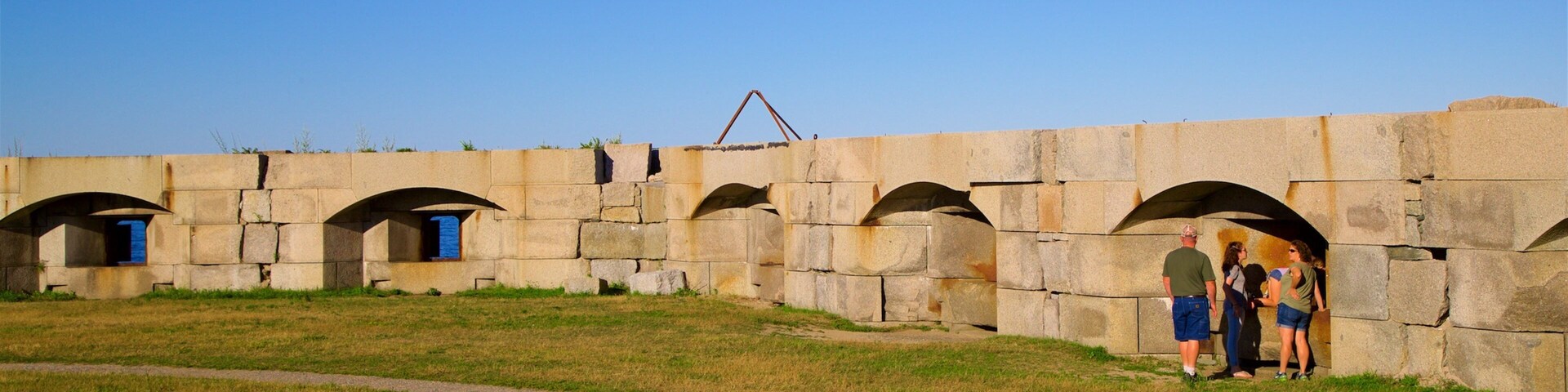 Fort Preble which includes a park as well as a small group of people