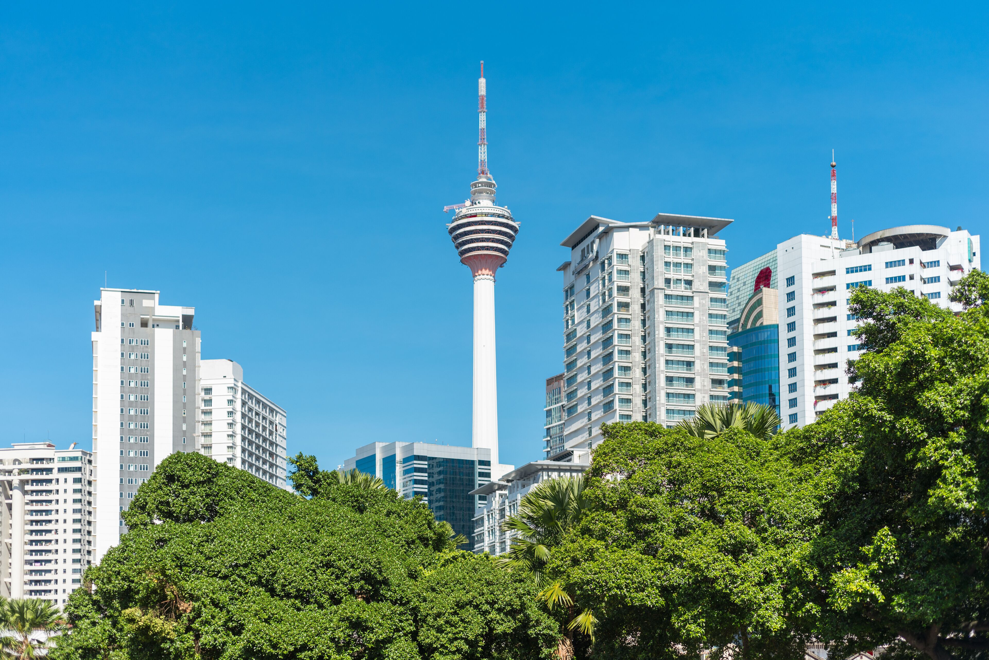 The telecommunication tower on the pineapple hill, in Malaysian Bukit Nanas, thrones above the capital city of Malaysia, Kuala Lumpur