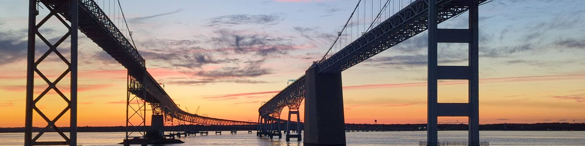 Chesapeake bay bridge at sunset
