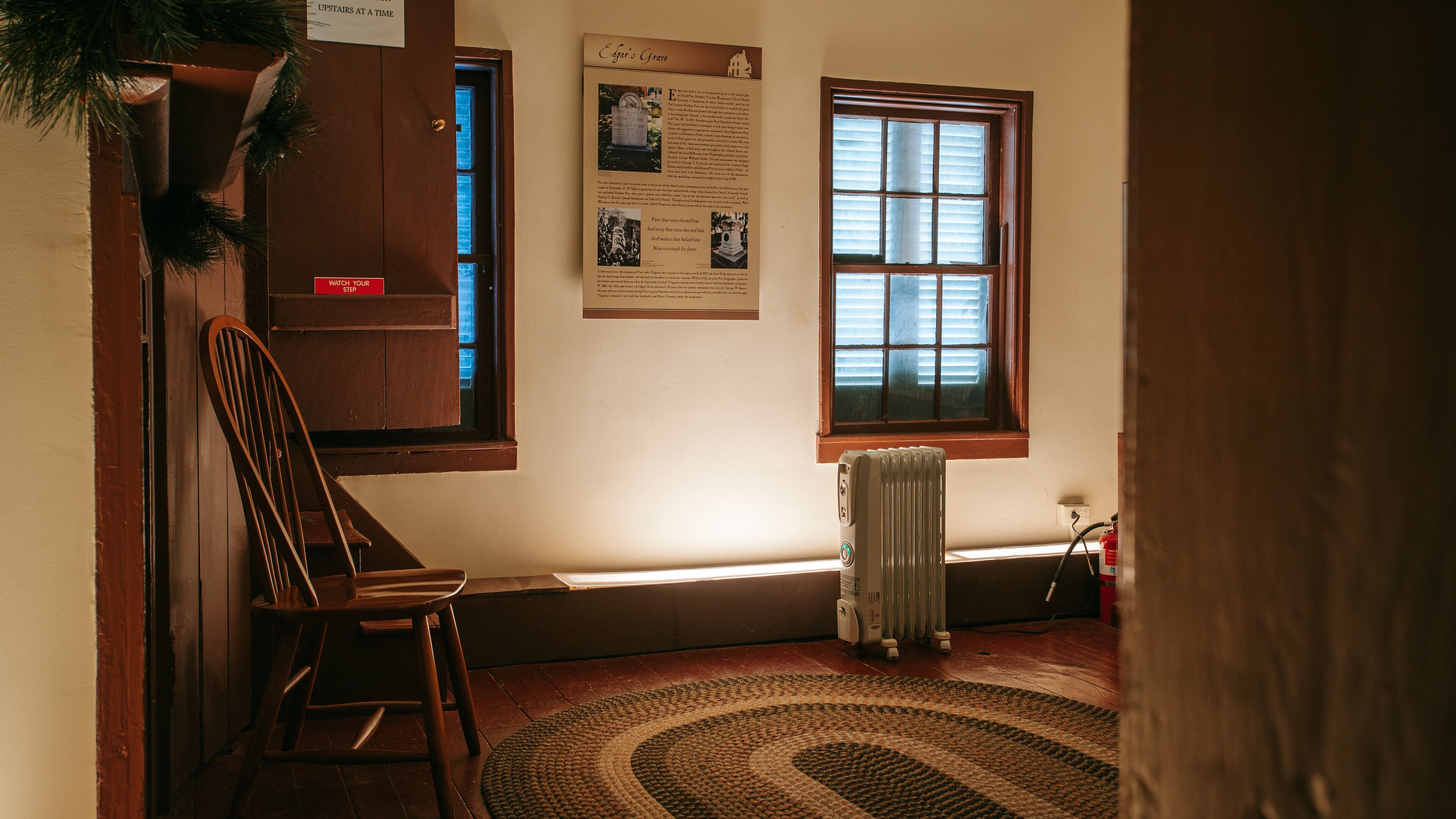 Edgar Allan Poe Museum and House which includes signage and interior views