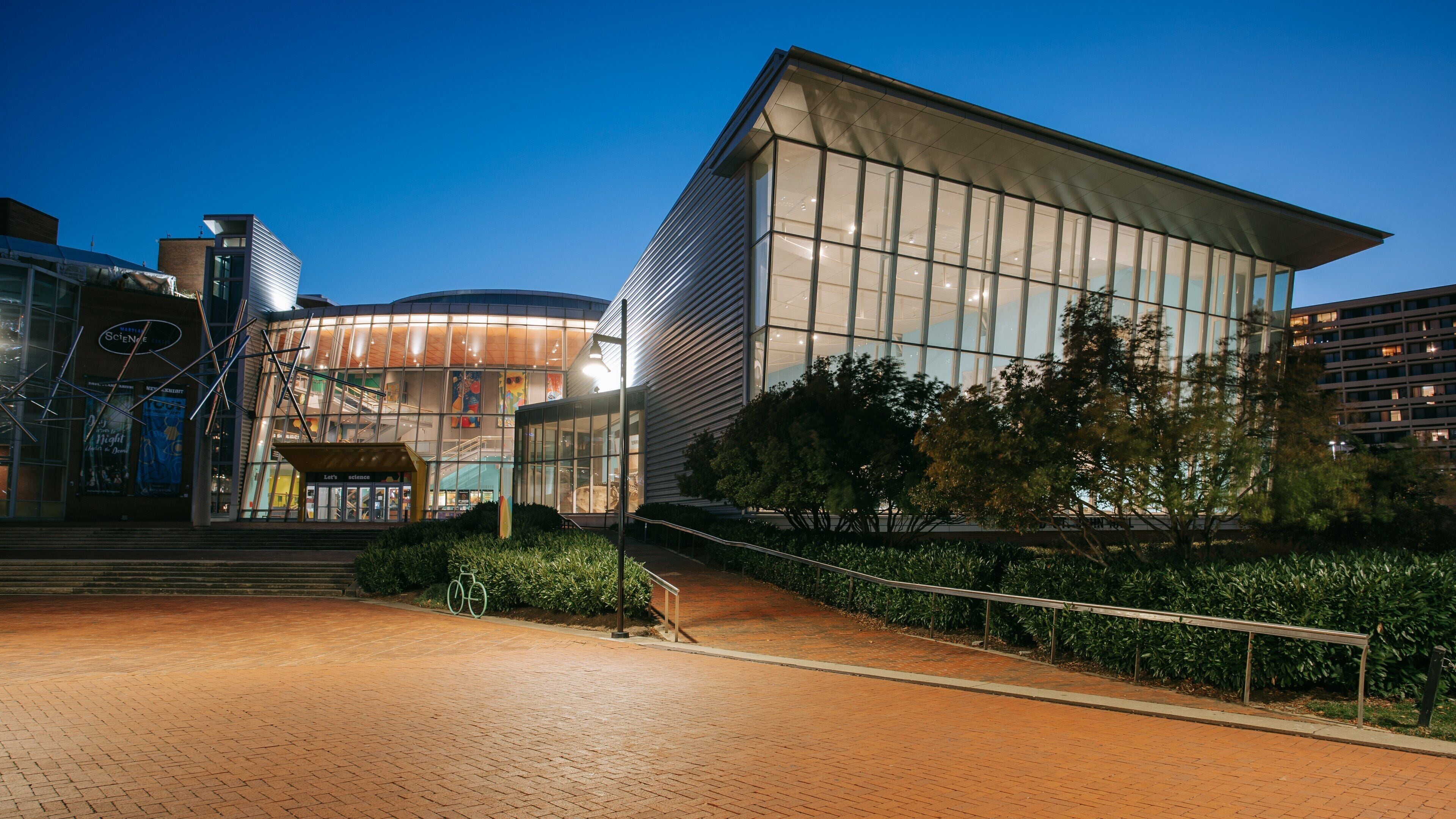 Maryland Science Center showing night scenes