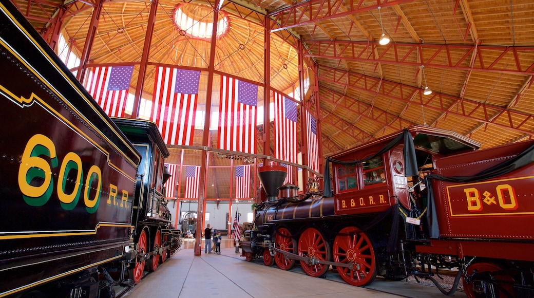 B&O Railroad Museum which includes heritage elements, interior views and railway items