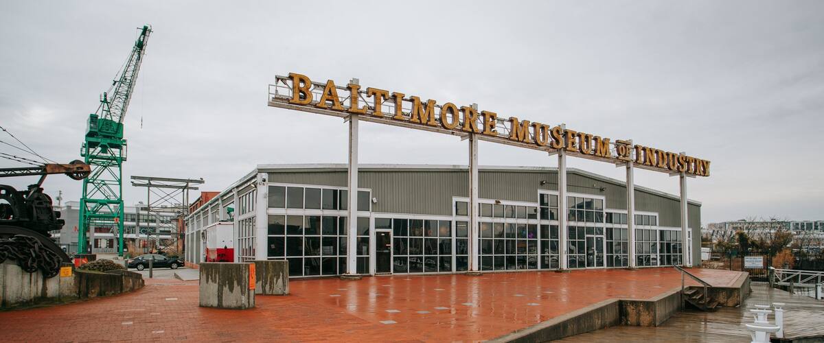 Baltimore Museum of Industry which includes signage