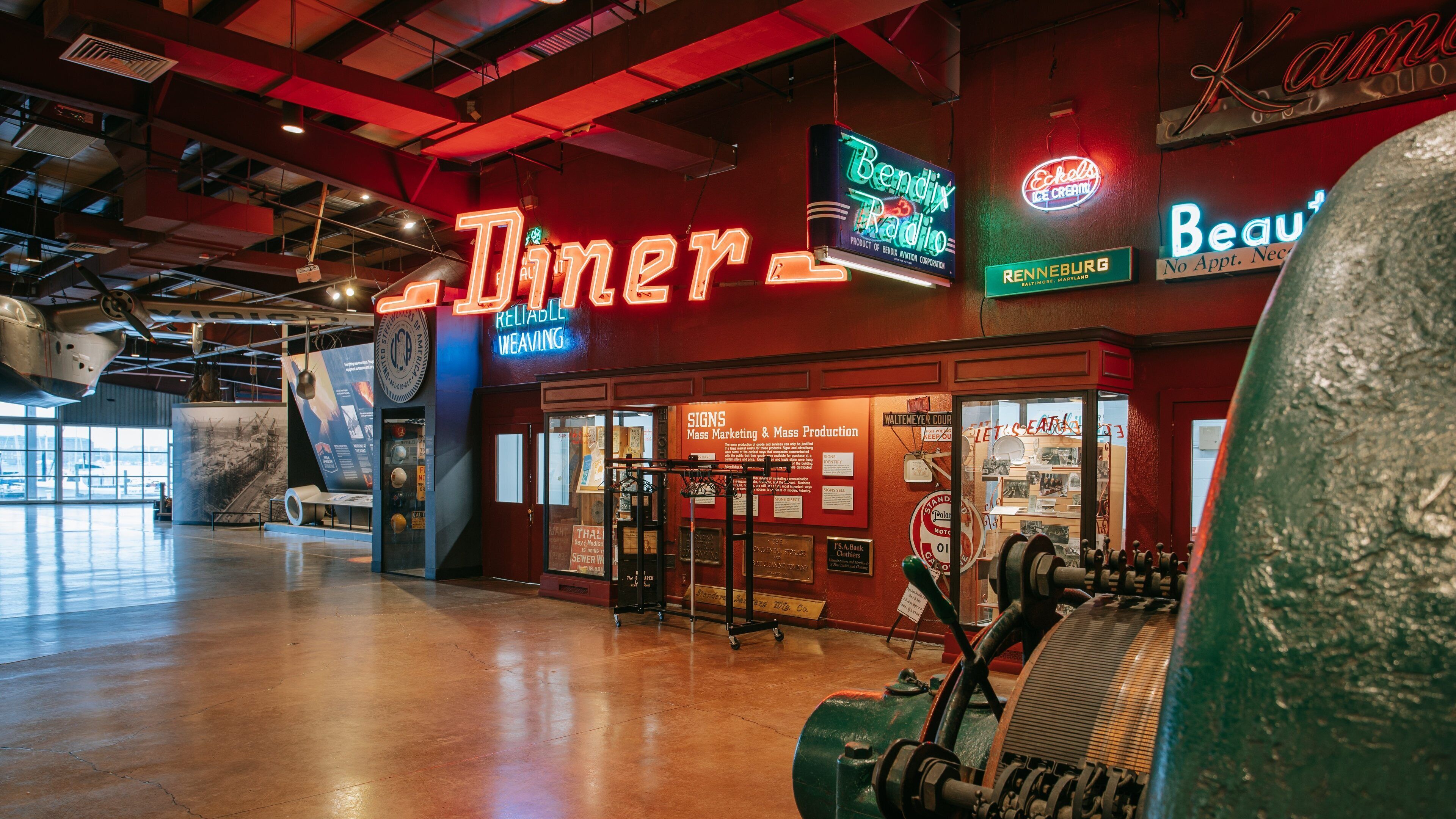 Baltimore Museum of Industry featuring interior views and signage