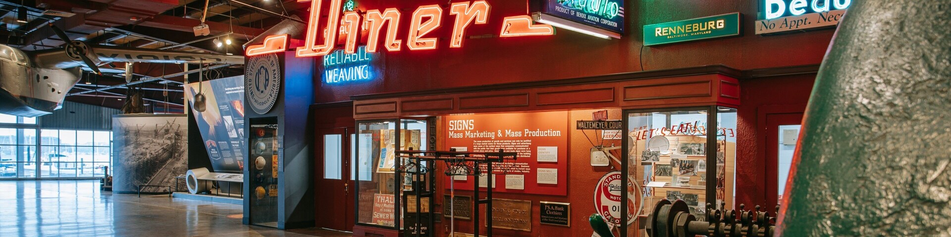 Baltimore Museum of Industry featuring interior views and signage