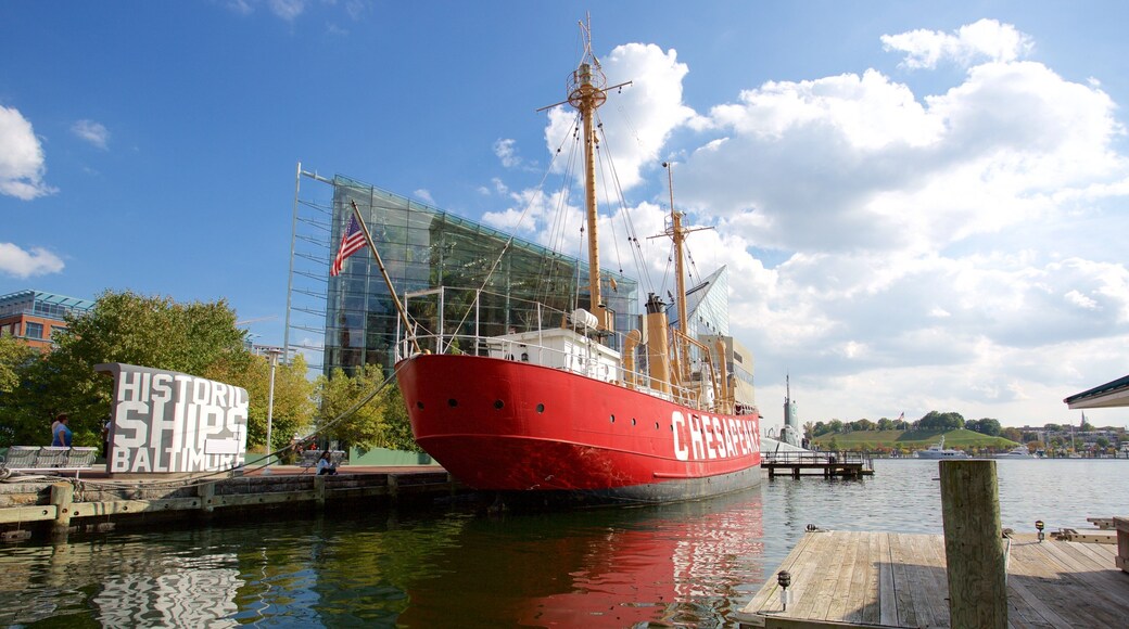 Lightship Chesapeake featuring a marina