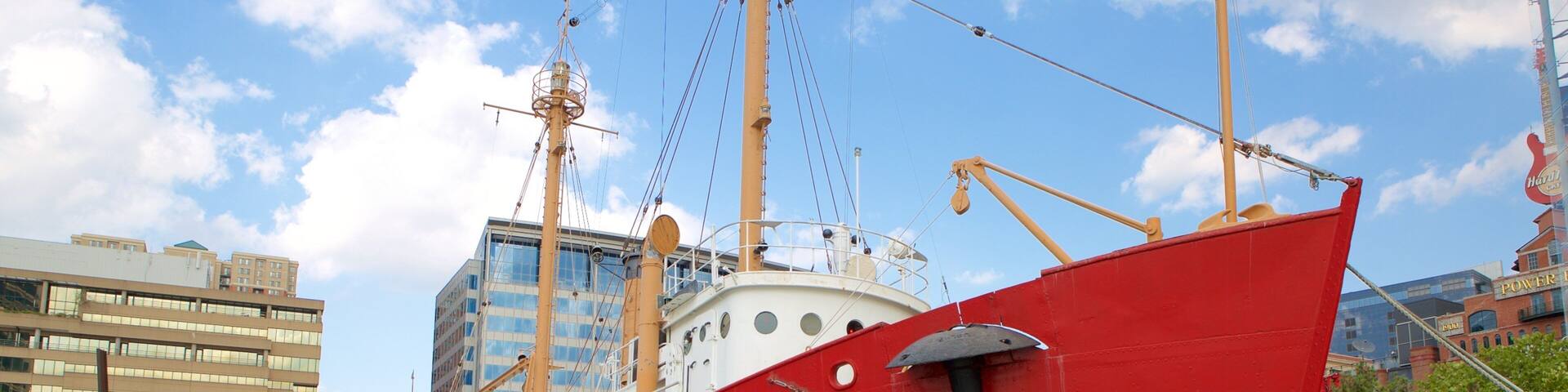 Lightship Chesapeake which includes a marina and a city