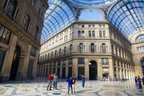 Galleria Umberto showing interior views as well as a large group of people
