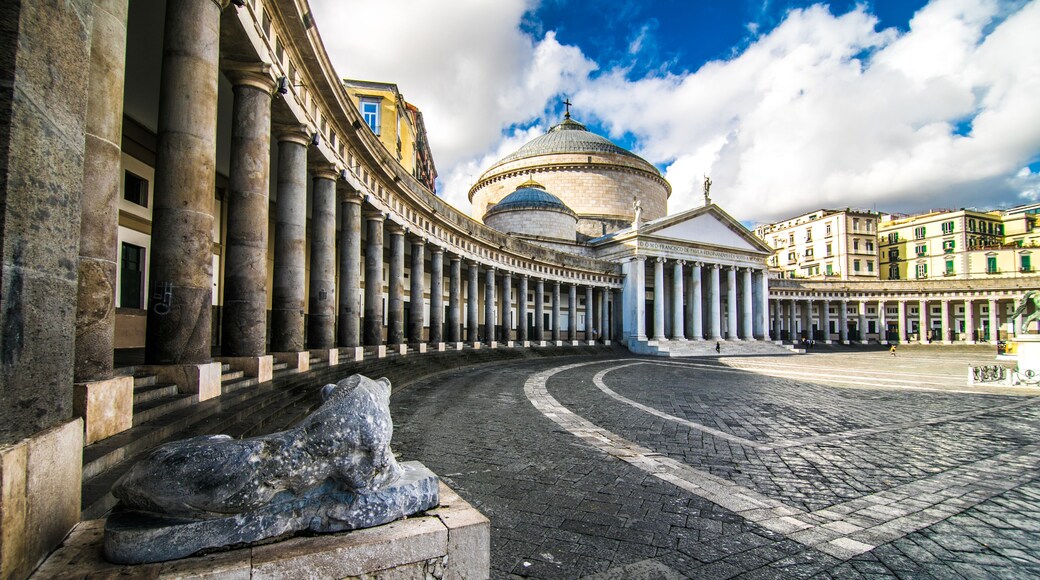Naples, Italy - November, 2018: Church of St. Francis on the Piazza del Plebiscito in Naples, Italy