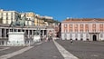 M8NETA Naples (Italy) - Piazza Plebiscito, the main square in the historic centre of Naples. Two equestrian statues stand in front of the church of San Franc