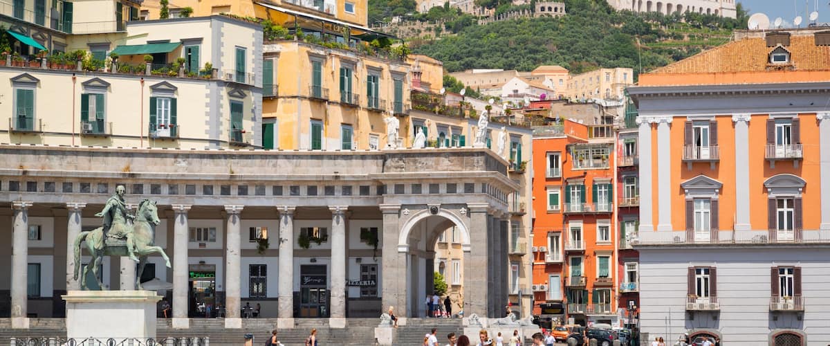 Castel Sant\'Elmo featuring a statue or sculpture and a square or plaza