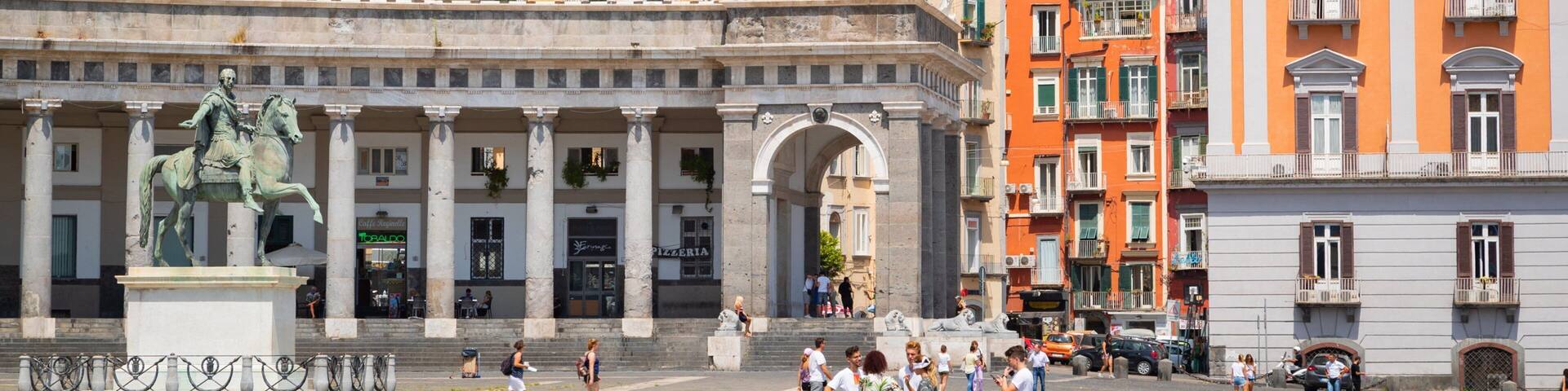 Castel Sant\'Elmo featuring a statue or sculpture and a square or plaza
