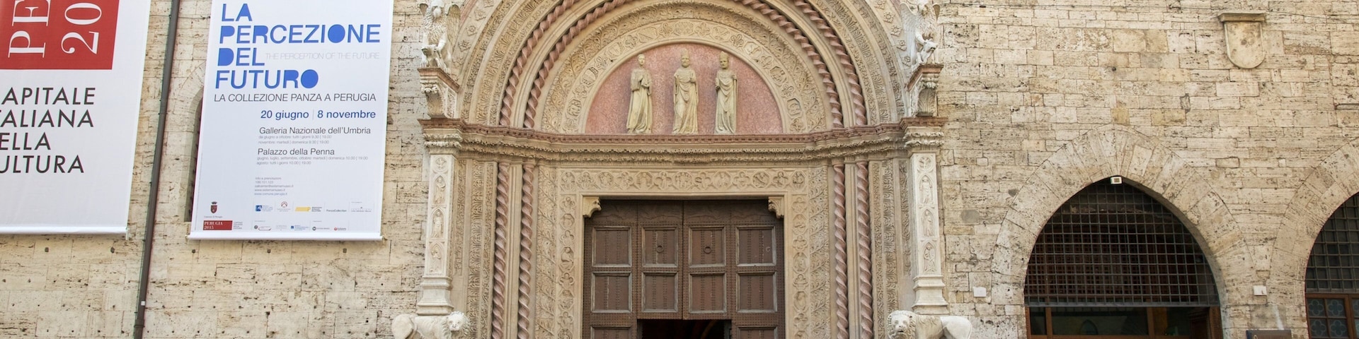 Galleria Nazionale dell\'Umbria mostrando arquitetura de patrimônio e sinalização