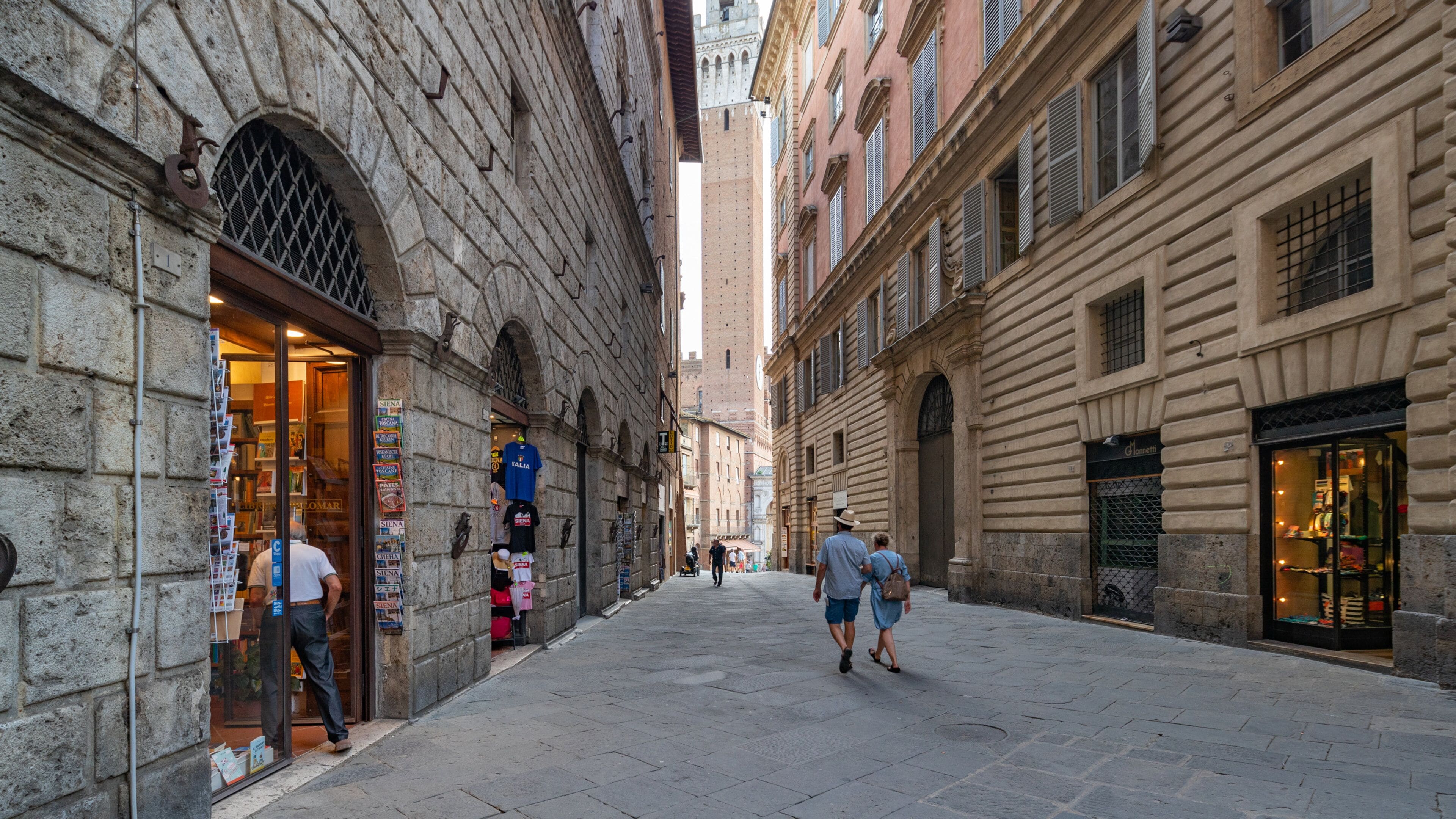 Torre del Mangia showing street scenes as well as a couple